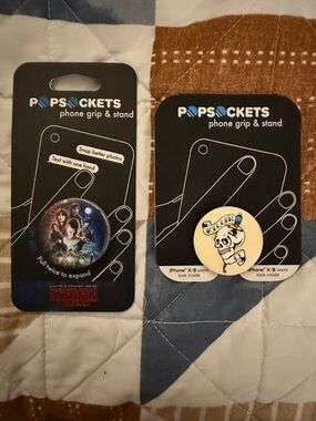 PopSocket Phone Grip & Stand - Beige Skull and Blue Stranger Things Designs